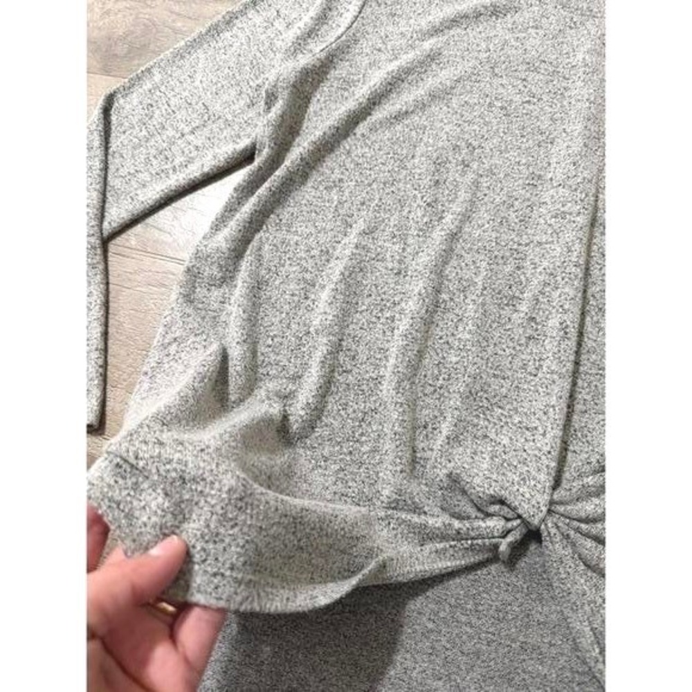 Green Envelope Grey Marl Twist Front Long Sleeve Knit Top Size L - Picture 7 of 8